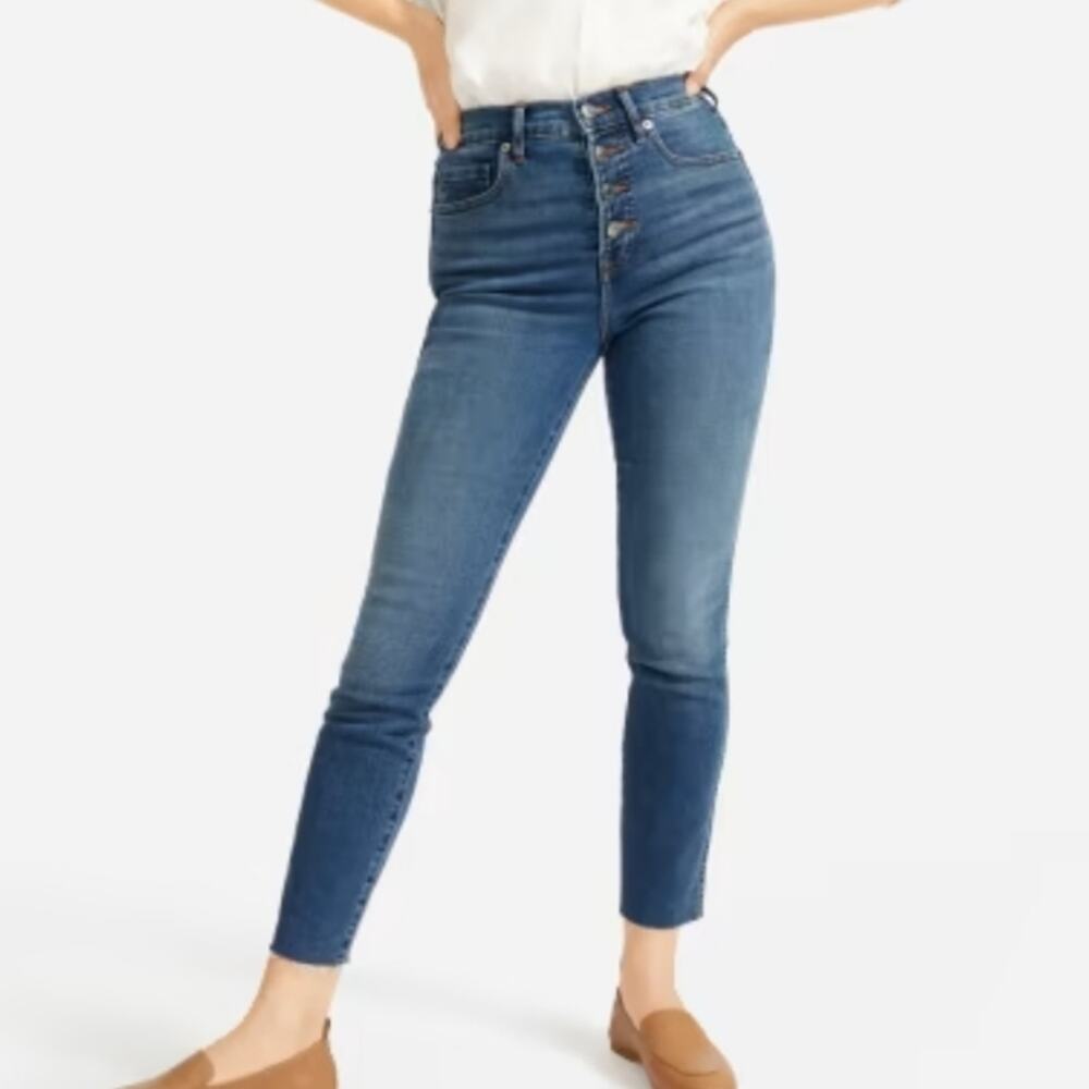 Everlane The Vintage High Rise Button Fly Skinny Ankle Jean 24